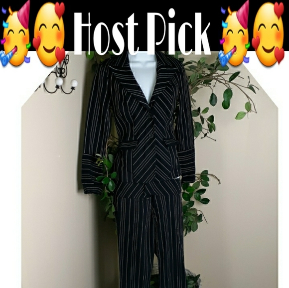 Michele Bohbot Bisou Bisou Pinstripe Pant Suit Set - Picture 1 of 16